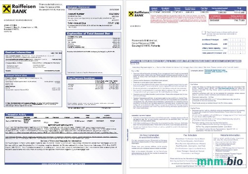 Rumunia Raiffeisen Bank wyciąg z kredytu hipotecznego w formatach Word i PDF 1-2